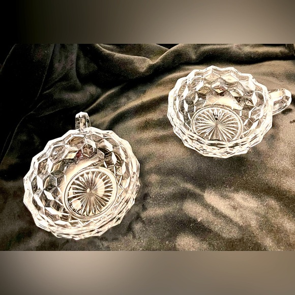 Fostoria American Cubist Nappy Bowls Set of 2 Crystal Snack Cups Soup Votive MCM - Picture 1 of 14